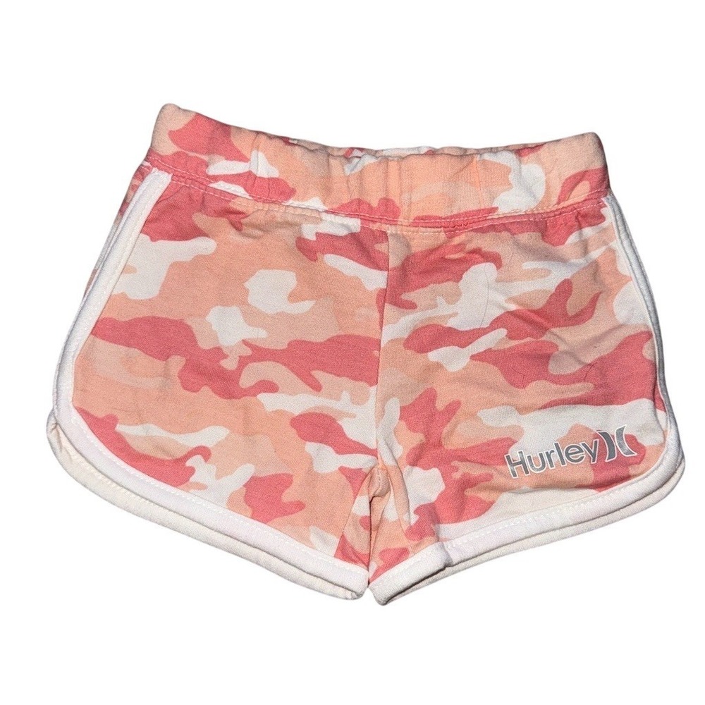 Hurley‎ Baby Girls Shorts 18M Pink Camo Dolphin Hem Pull-On Logo athleisure gym